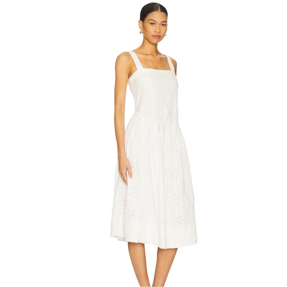 FREE PEOPLE Primavera Eyelet Midi Dress in White, size XS NWT cruise vacation